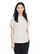 Banana Republic Womens Textured Flutter Sleeve Top Size L - Gray Texture