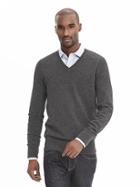Banana Republic Mens Todd &amp; Duncan Textured Cashmere Vee Pullover Size L Tall - Gray Heather