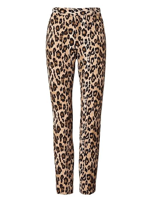 Banana Republic Womens Petite Ryan Slim Straight-fit Animal Print Pant Leopard Print Size 0