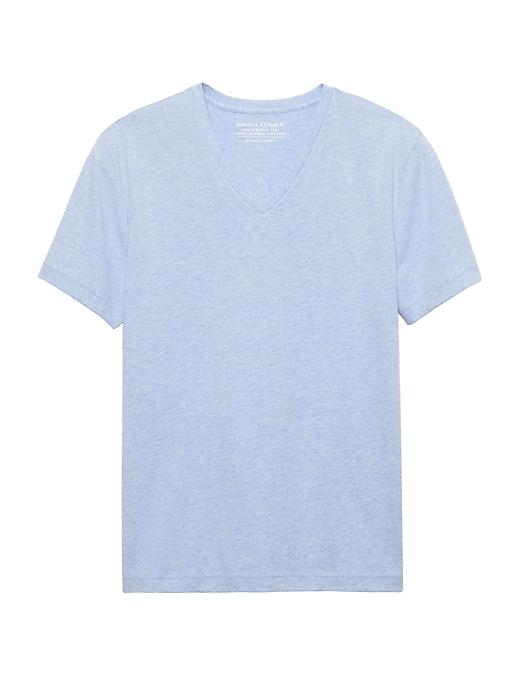 Banana Republic Mens Authentic Supima Cotton V-neck T-shirt Heather Light Blue Size M