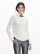 Banana Republic Womens Cable Knit Boatneck Pullover Size L - Cream