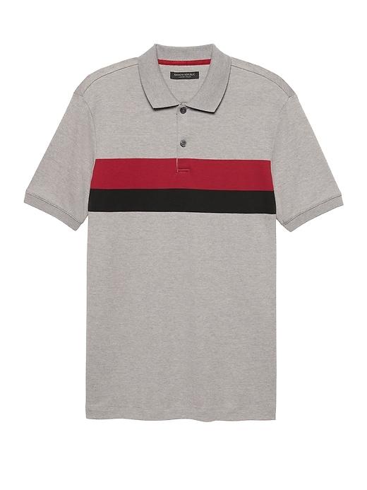 Banana Republic Mens Slim Luxury-touch Chest Stripe Polo Shirt Heather Gray Size S