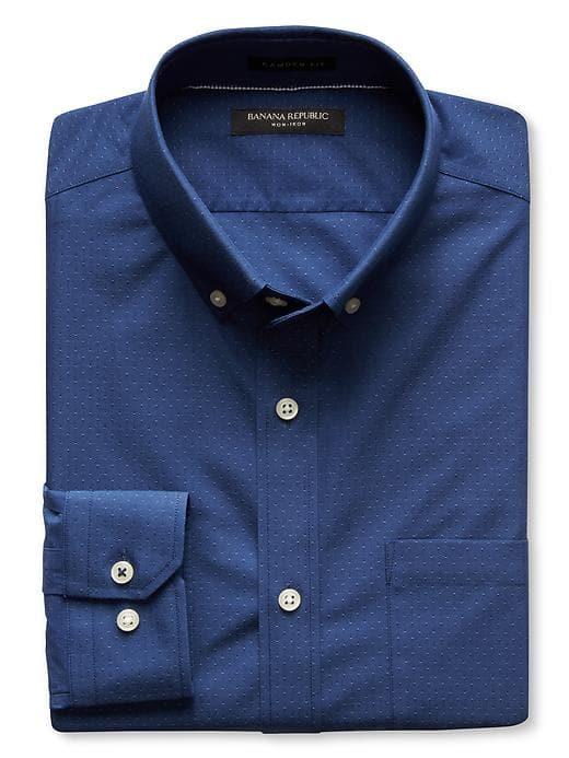 Banana Republic Mens Camden-fit Non-iron Chambray Shirt Medium Blue Size M