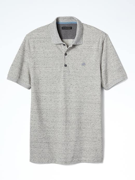 Banana Republic Mens Solid Pique Polo - Oyster Grey