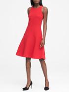 Banana Republic Womens Petite Stretch Racerback Fit-and-flare Dress Ultra Red Size 0