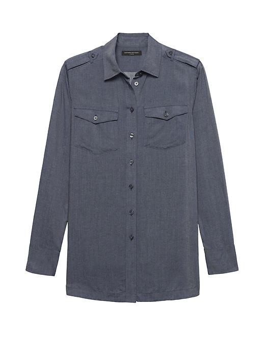 Banana Republic Womens Parker Tunic-fit Utility Shirt Chambray Size Xxs