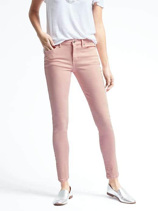 Banana Republic Womens Pink Skinny Crop Jean - Light Pink Pearl