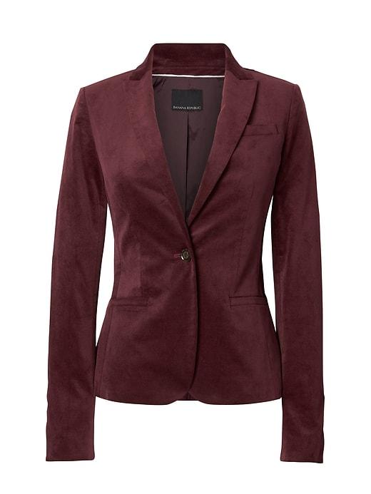 Banana Republic Womens Classic-fit Stretch-velvet Blazer Raspberry Size 12