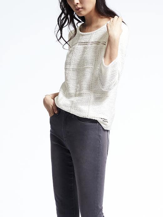 Banana Republic Womens Jacquard Pullover - White