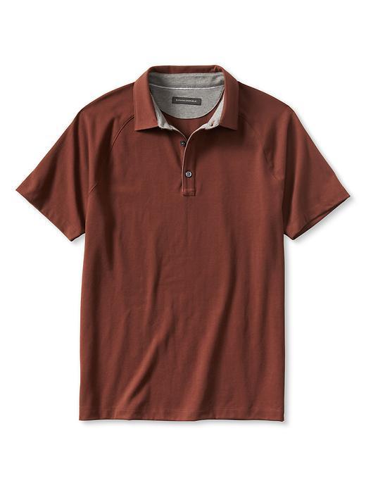 Banana Republic Mens Stretch Raglan Polo Size L Tall - Dark Maroon