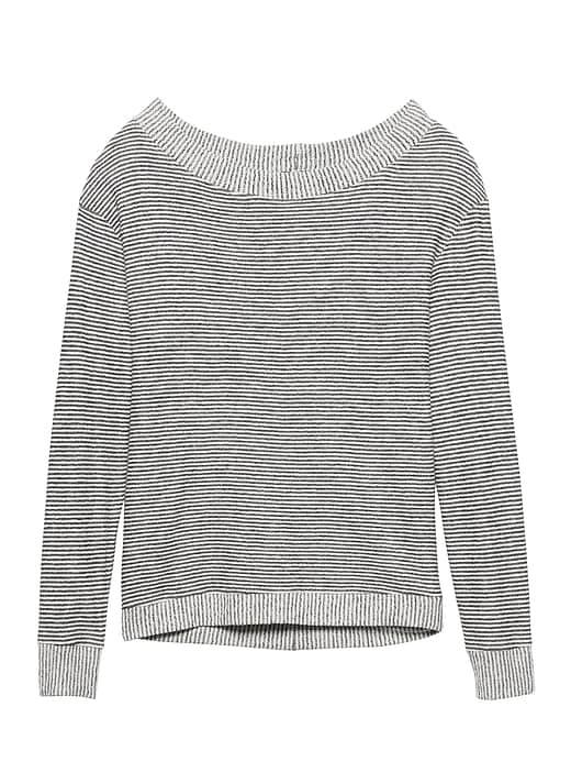Banana Republic Mens Cosabella   Moonlight Long-sleeve Top Black & White Mini Stripe Size L