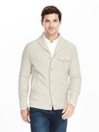 Banana Republic Mens Heritage Cream Terry Cardigan Size L Tall - Country Beige