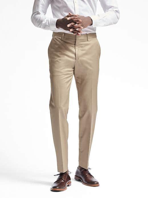 Banana Republic Mens Slim Non Iron Cotton Pant - Graham Cracker