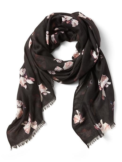 Banana Republic Womens Abigail Floral Sheer Rectangular Scarf Black Size One Size