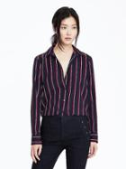 Banana Republic Dillon Fit Striped Shirt Size L Petite - Preppy Navy