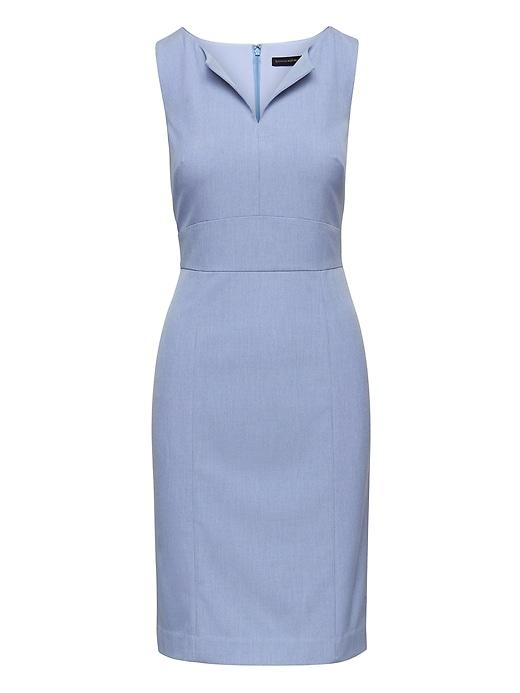 Banana Republic Womens Machine-washable Birdseye Paneled Sheath Dress Light Blue Size 16
