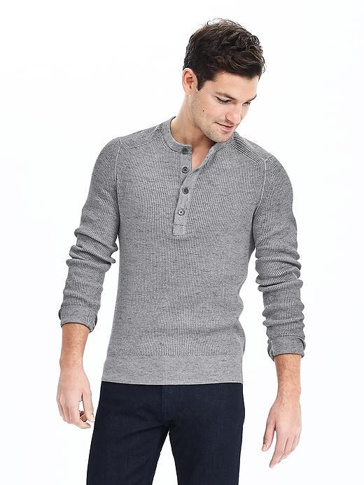 Banana Republic Mens Ribbed Knit Henley Size L Tall - Tarpoon