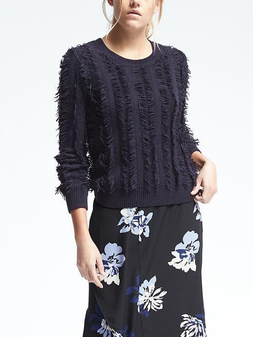 Banana Republic Fringe Pullover - Navy