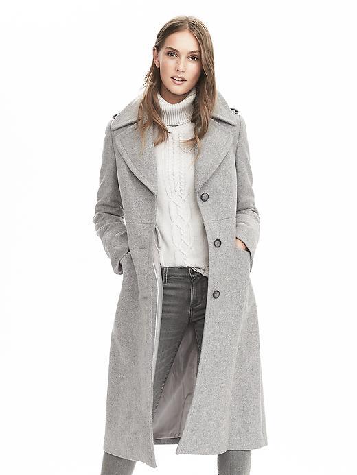 Banana Republic Womens Melton Wool Fitted Coat - Medium Grey Heather