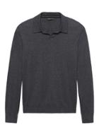 Banana Republic Mens Silk-cotton Cashmere Sweater Polo Shirt Smoke Signal Size Xxs