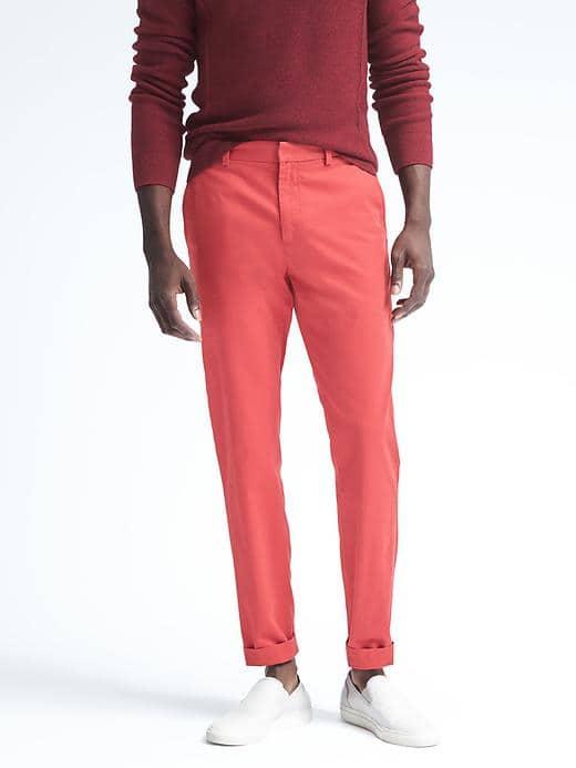 Banana Republic Mens Aiden Slim Chino - Red