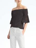 Banana Republic Womens Lasercut Crepe Off Shoulder Top - Black