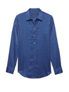 Banana Republic Womens Dillon Classic-fit Soft Dot Shirt Blue Voyage Size M