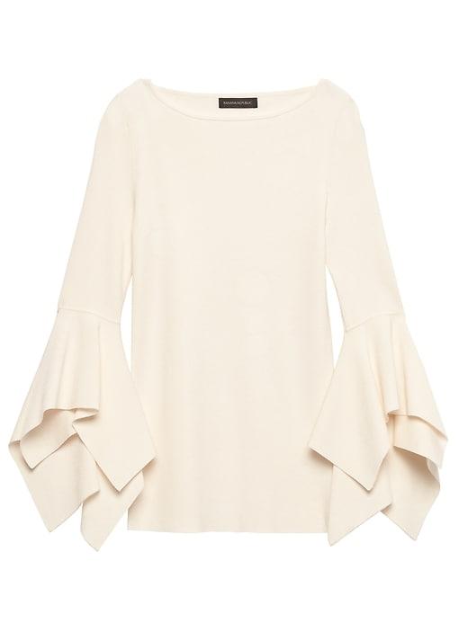 Banana Republic Womens Handkerchief-sleeve Sweater Top Ivory Size M
