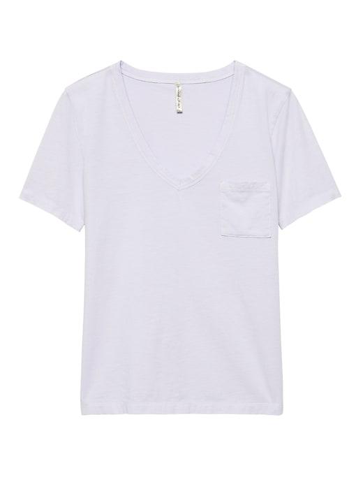 Banana Republic Womens Supima Cotton V-neck T-shirt Summer Lilac Size L