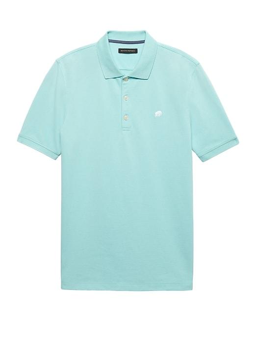 Banana Republic Mens Solid Pique Polo Shirt Larimar Blue Size Xxs