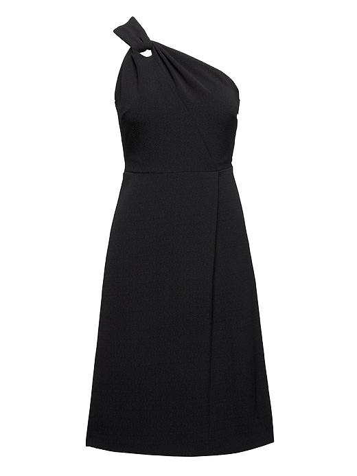 Banana Republic Womens One-shoulder Fit-and-flare Dress Black Size 8