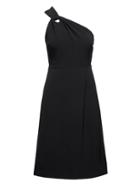 Banana Republic Womens One-shoulder Fit-and-flare Dress Black Size 8