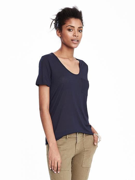 Banana Republic Short Sleeve Modal Scoop Tee - Navy