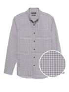 Banana Republic Mens Grant Slim-fit Luxe Flannel Grid Shirt Light Gray Size L