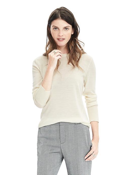 Banana Republic Womens Extra Fine Merino Wool Crew Pullover Size L - Cocoon