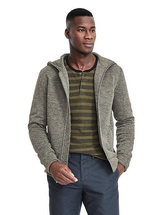 Banana Republic Mens Heritage Zip Over Hoodie - District Green