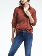 Banana Republic Womens Rust Suede Shirt Jacket - Rust