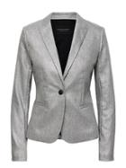 Banana Republic Womens Classic-fit Metallic Twill Blazer Gray With Silver Size 2
