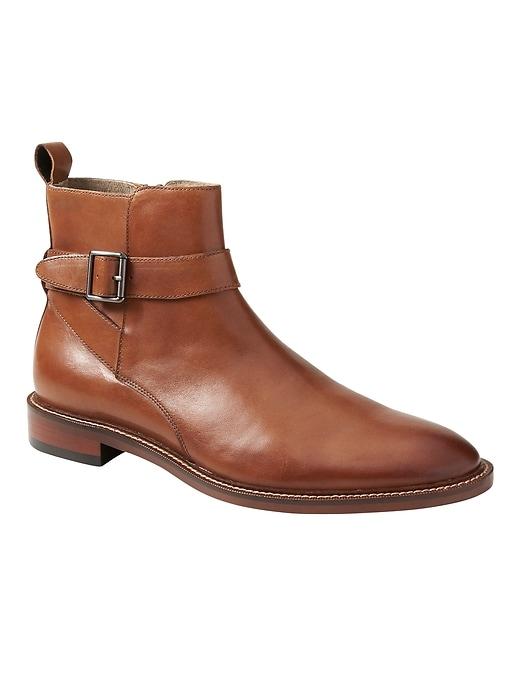 Banana Republic Mens Buckle Chelsea Boot Cognac Size 9 1/2