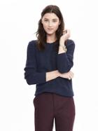 Banana Republic Womens Pom Pom Crew Cable Pullover Size L - Navy