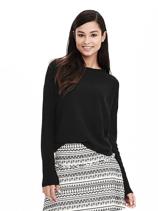 Banana Republic Womens Tipped Italian Cashmere Blend Sweater Size M - Black