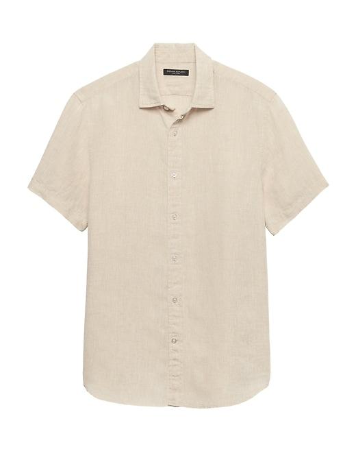 Banana Republic Mens Camden Standard-fit Linen Shirt Natural Size Xl