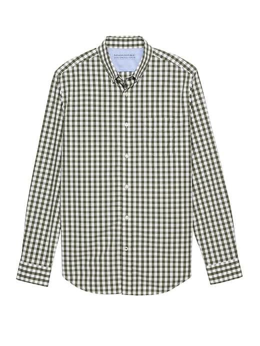 Banana Republic Mens Camden Standard-fit Luxe Poplin Gingham Shirt Flight Jacket Size Xxs