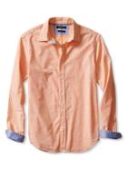 Banana Republic Mens Camden Fit Custom 078 Wash Orange Dobby Shirt Size L Tall - Orange