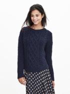 Banana Republic Womens Cable Knit Boatneck Pullover Size L - Preppy Navy