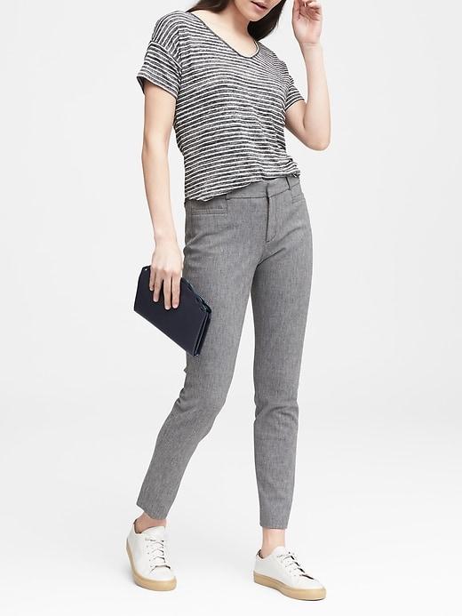 Banana Republic Womens Petite Sloan Skinny-fit Texture Pant Charcoal Size 0