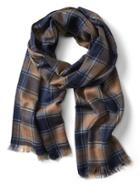 Banana Republic Mens Plaid Wool Scarf Camel Size One Size