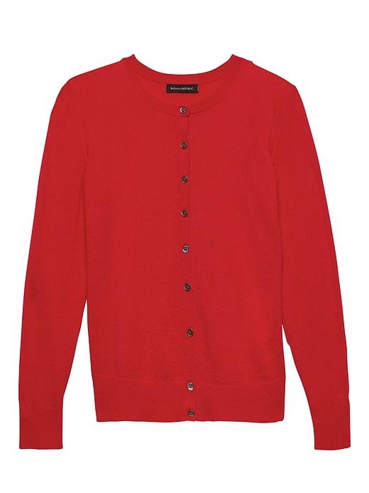 Banana Republic Womens Machine-washable Merino Wool Blend Cropped Cardigan Sweater True Red Size Xl