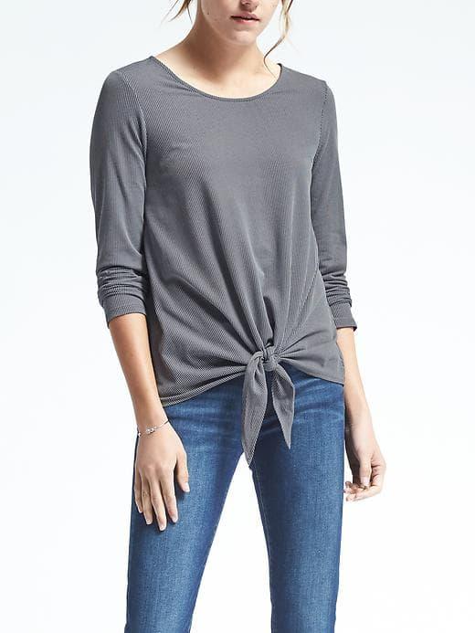 Banana Republic Womens Stripe Tie Front Top - Tipo