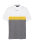 Banana Republic Mens Slim Luxury-touch Performance Chest Stripe Polo Shirt Optic White Size L